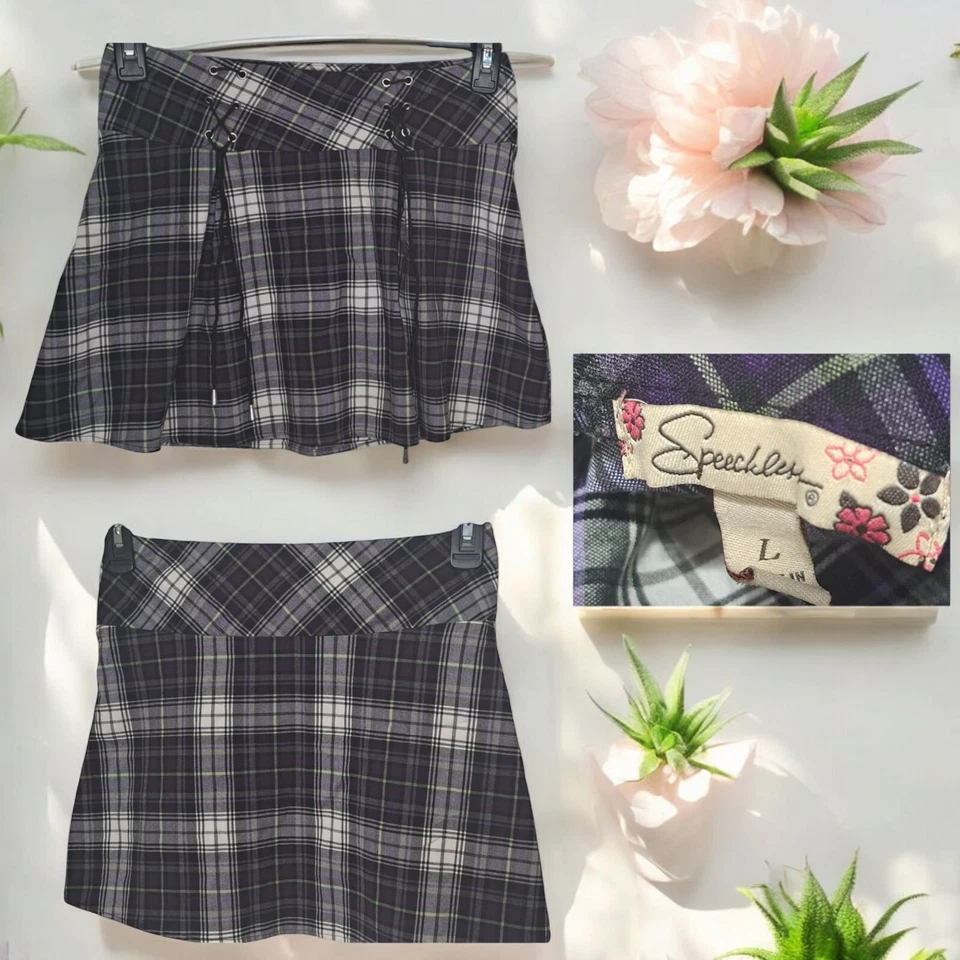 Minifalda grande a cuadros gótica Y2K de colección púrpura punk rock grunge escuela academia Foto 1 de 4