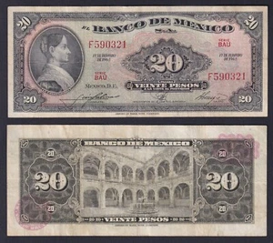 Billet Mexique 20 Pesos 1965 P 54l BB / VF - Picture 1 of 1