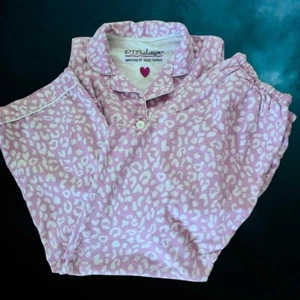 P.J. Salvage Damen 2-teiliges Flanell Pyjama Set 100% Baumwolle Rosa Weiß Größe L - Bild 1 von 7