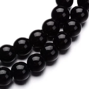 80 4mm Round Black Glass Beads Jewellery Making - Picture 1 of 3