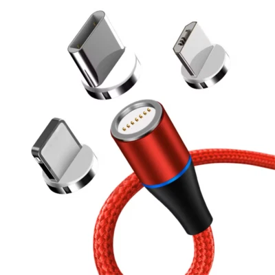 Magnetic Fast Charging Cable For Iphone USB-C Micro-USB 3 in 1 Braided Charger - Image 1 of 4