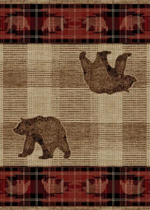 Lodge Cabin Bear Red Plaid Area Rug **FREE SHIPPING** - Picture 1 of 6