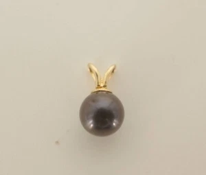 14k Gold Black Onyx Bead Pendant - Picture 1 of 3