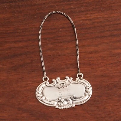 ETIQUETA BOTELLA AMERICANA PLATA ESTERLINA ROLLO Y UVAS "CENTENO" SIGLO 20 SIN MONOGRAMA Foto 1 de 4