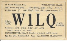 QSL 1929  Wollaston MA    radio card   