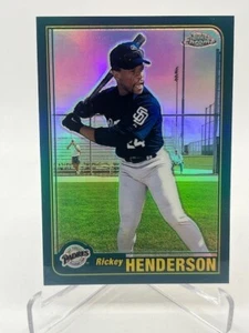 Topps 2001 cromo comercializado Rickey Henderson #T77 refractor retrofractor SP HOF - Imagen 1 de 2