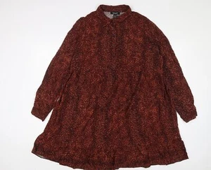 NEXT Womens Brown Animal Print Viscose A-Line Size 16 Collared Button - Picture 1 of 10