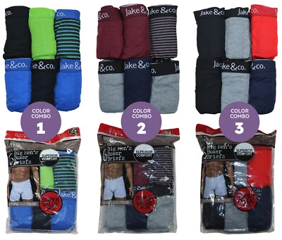 Jake & Co 6-Pack Men's Big & Tall Boxer Briefs Underwear NWT 5XL 6XL or 7XL - Image 1 of 4