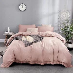 Luxury Bedroom Decor Ruffled Duvet Set, Handmade and Textured Duvet Cover - Picture 1 of 4