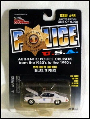 Racing Champions 70 Chevy Chevelle  Dallas, TX Police Dept Car Issue #44 #Z625 - Image 1 of 4