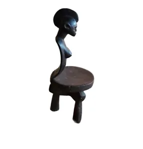 Old African Three-Legged Makonde Chair Tanzania - Picture 1 of 12
