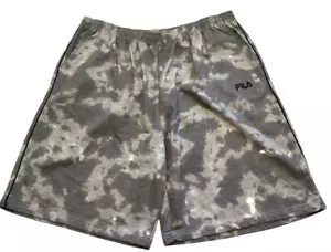Fila Shorts Men 3XL Grey Camo Pockets Embroidered Logo Drawcord Elastic Athletic - Picture 1 of 14