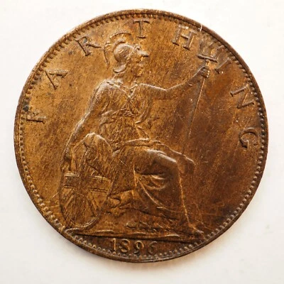 1896 Great Britain - 1 FARTHING - FREE SHIPPING! M5354 - Image 1 of 2