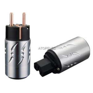 VIBORG Pure Red Copper Schuko EU Male / IEC Female Power Plug Connector 502 - Picture 1 of 6