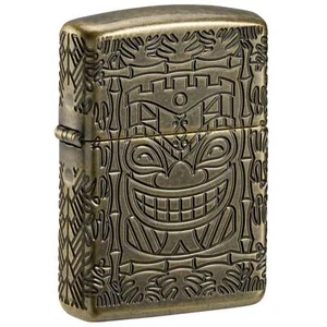 Zippo accendino tascabile antivento design tiki ottone antico metallo multicolore 46314 - Foto 1 di 10