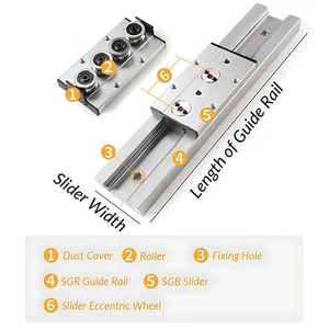 SGB10-SGB35 3/4/5 Wheel Built-In Dual-Axis Linear Rail Guide and Lock Sliders - Bild 1 von 69