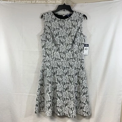 Vestido vaquero de encaje para mujer Chaps blanco/negro nuevo con etiquetas, talla 12 Foto 1 de 3