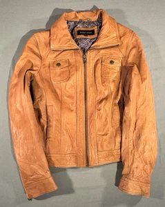 Black Rivet Brown Leather Jacket Size Large Women's - Picture 1 of 13