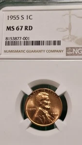 1955-S Lincoln Wheat Cent 1c MS67 - Picture 1 of 4
