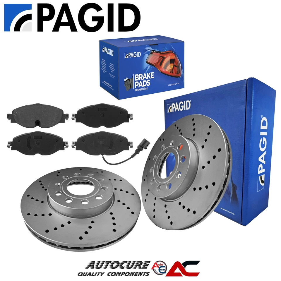 FOR SEAT LEON FR 2.0 TDI MK3 PAGID FRONT DRILLED COATED BRAKE DISCS & PADS SET - Image 1 of 1
