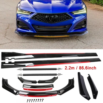 For Acura Tlx ILX U  Front Bumper Lip Spoiler Splitter Side Skirt Glossy Black - Image 1 of 4