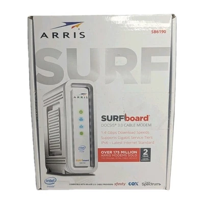 ARRIS SURFboard SB6190 DOCSIS 3.0 32 x 8 Gigabit Cable Modem White Open Box - Image 1 of 4