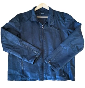 Black Rivet Waxed Motorcycle Bomber Biker Jacket GIII Apparel Mens XL Black - Picture 1 of 18