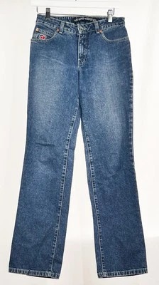 Pantalones de mezclilla JNCO para mujer brillantes pierna recta azul 100 % algodón talla 5 Foto 1 de 4