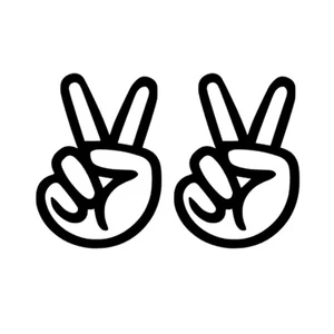 2 Pk Peace Sign Hand 4 x 3 Inches Love Decal Sticker, Car Mirror Bumper, Wave - Picture 1 of 5