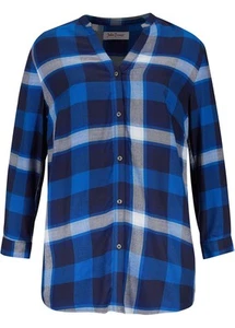 Bluse 3/4-Arm Gr. 52 Blau Kariert Damenbluse Hemd Tunika Oberteil Neu* - Bild 1 von 1