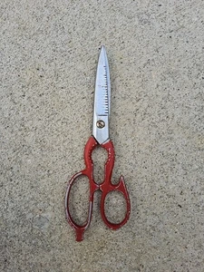 Vintage Retro roter Griff Metall Küchenschere Schere Handarbeit - Bild 1 von 2