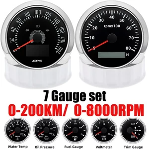 7 Gauge Set 85mm GPS Speedometer 0-200km/h Tachometer for Marine Boat Car Truck - Picture 1 of 22