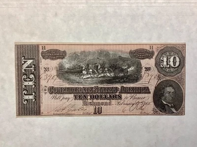~1864 Confederate States of America $10 Ten Dollars - T 68 - Uncirculated Unc - Image 1 of 3