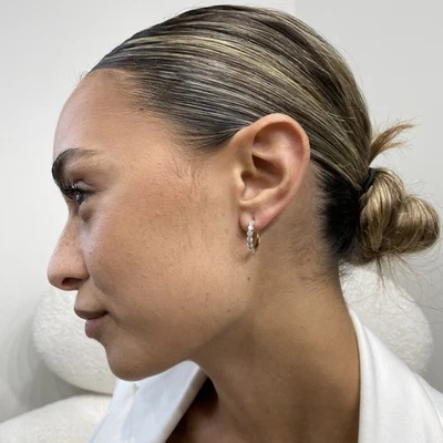 Diamond Earrings Round 1.1 Ct E-F VS1 Lab Created 14k Yellow Gold - Image 1 of 4