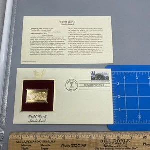 World War II 22kt Gold Stamps First Day of Issue 32 Cent MANILA FREED - Picture 1 of 4