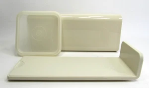 Vintage Tupperware 3 Piece Butter Cheese Tray Storage Container w/ Lid 1827-12 - Picture 1 of 5