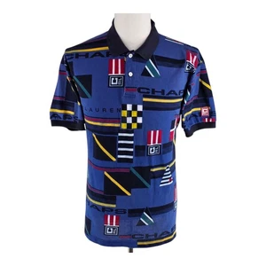 Camisa Polo Y2K Chaps Náutica Ralph Lauren Hombres L Estampado Bandera Azul Años 90 De Colección... - Imagen 1 de 8