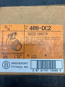 Box of 25 Bridgeport 408-DC2 3/4" squeeze connector - Picture 1 of 2