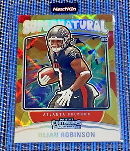 2023 Panini Contenders Supernatural Silver #2 Bijan Robinson Rookie RC Falcons - Foto 1 di 2