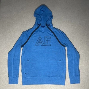 American Eagle Outfitters Felpa con Cappuccio Uomo S Flex Morbida Leggera Manica Lunga Blu - Foto 1 di 5