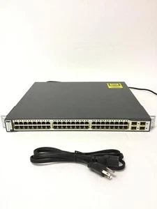 CISCO Catalyst 3750G Poe-48 WS-C3750G-48PS-S Rackmount Network Switch, WORKING - Picture 1 of 15