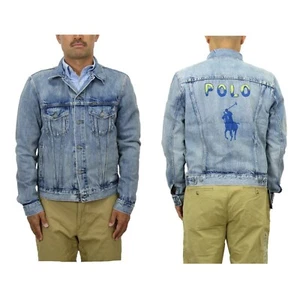 Polo Ralph Lauren Distressed Denim Jean Jacket with Embroider "POLO" on back - Picture 1 of 6