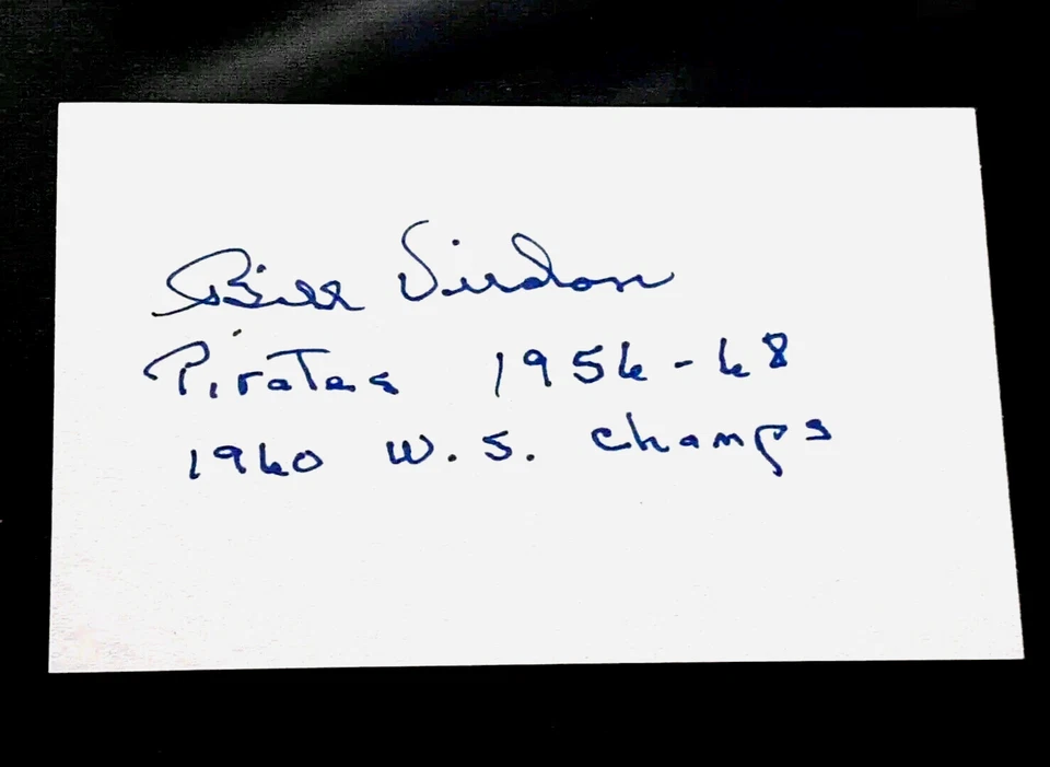 BILL VIRDON added "1960 WS CHAMPS PIRATES" SIGNED AUTOGRAPHED INDEX CARD 3X5 - Image 1 of 1