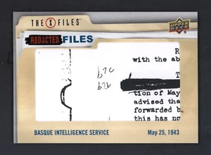 2019 UD X-Files UFOs & Aliens Redacted Files #FBI-10 Level One - Basque Intel - Picture 1 of 2