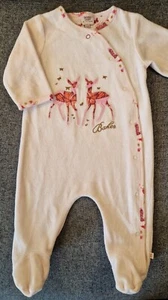 Baby Pink girls Velour Sleepsuit 0-3 Months Ted Baker Babygrow Butterfly Deer715 - Picture 1 of 3