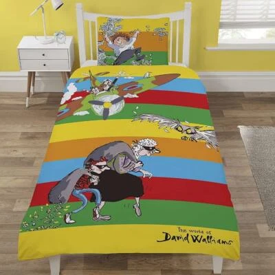 Juego de funda nórdica individual a rayas The World of David Walliams ropa de cama para niños NUEVO Foto 1 de 4