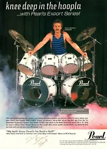 vtg 80s DONNY BALDWIN STARSHIP PEARL DRUMS MAGAZINE PRINT AD Export Pinup Page - Picture 1 of 1