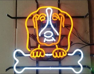 Letrero de neón para aseo de huesos de perro lámpara póster colección cueva decoración Reino Unido 24"x20" - Imagen 1 de 24