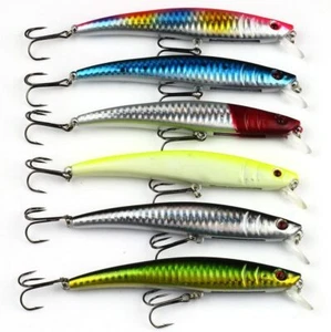 6 Pcs Minnow Rattling Vibrating Hard Lure CrankBait Fishing Lure 4.5 inch - Picture 1 of 3