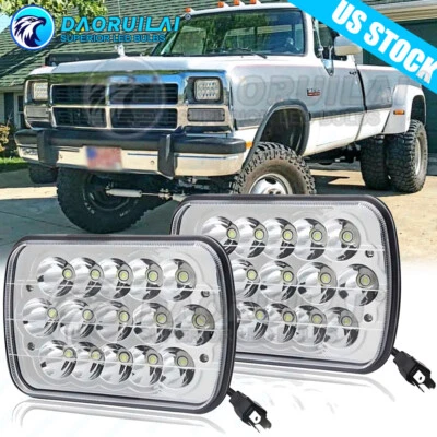 Par de faros LED 5x7" 7x6" 90W haz alto/bajo para Dodge D150 D250 D350 Ram 50 H4 Foto 1 de 4